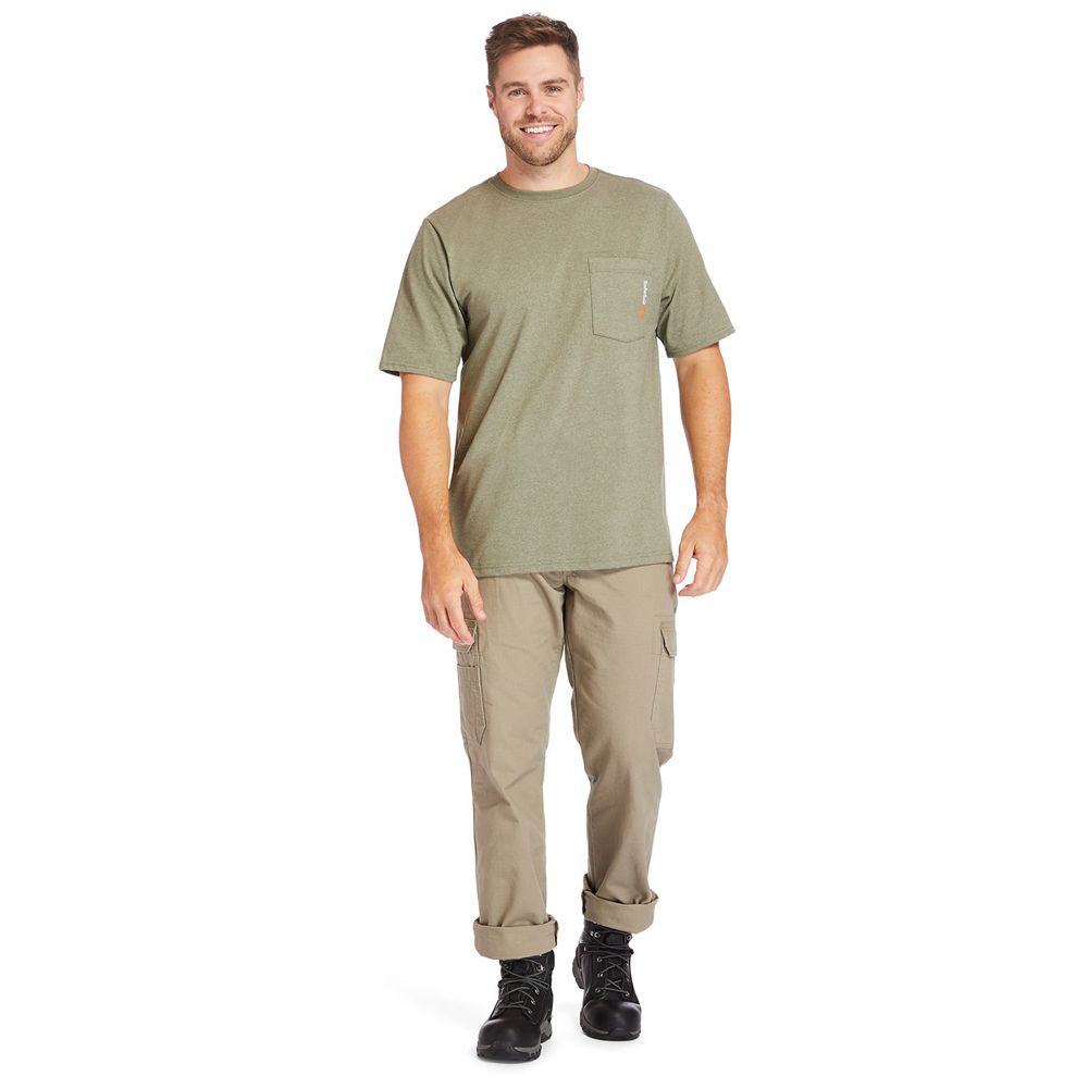 Tricouri Timberland Barbati Masline Verzi - Pro® Big & Tall Base Plate Short-Sleeve - Romania - XZSY